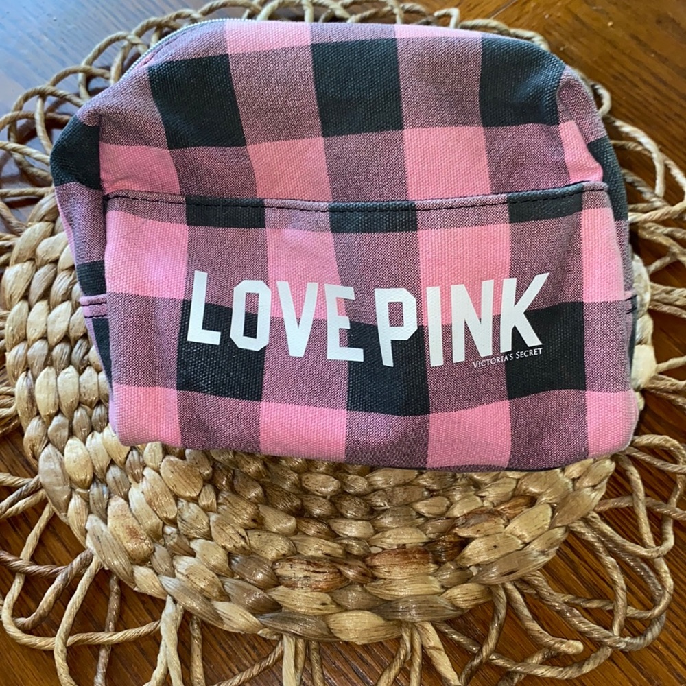 PINK Victoria’s Secret - Love Pink Checked Canvas Cosmetic Roll Bag - Vintage